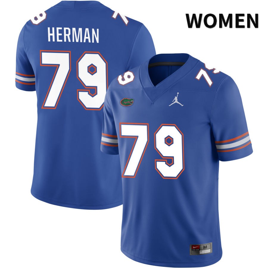 NCAA Florida Gators Jordan Herman Women's #79 Jordan Brand Royal 2022 NIL Stitched Authentic College Football Jersey TCT7464ZX